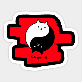 Yin and Yang Cat Couple Sticker